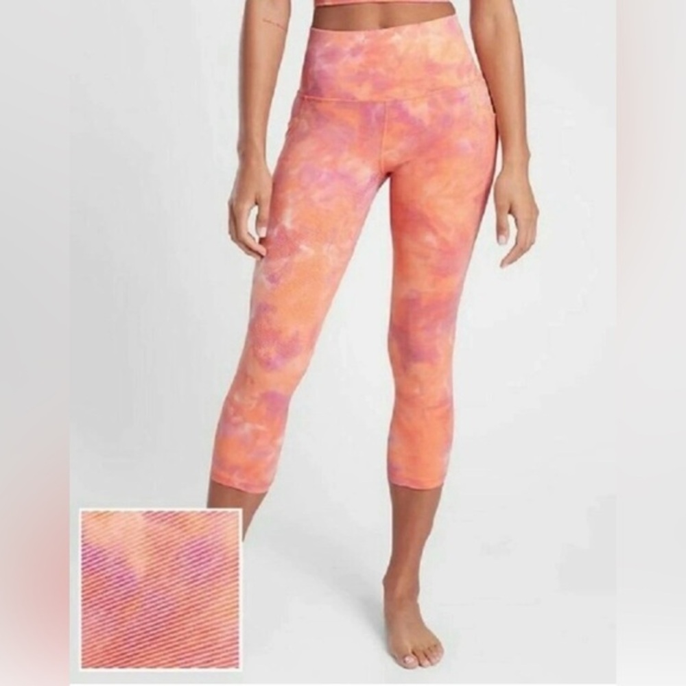 Athleta Women's Tie-Dye Leggings - Orange and Pink